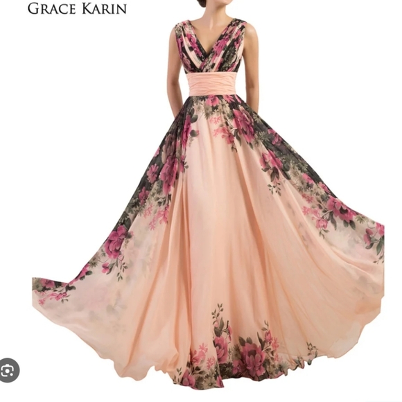 Grace Karin Floral Print Maxi Dress - Picture 2 of 4